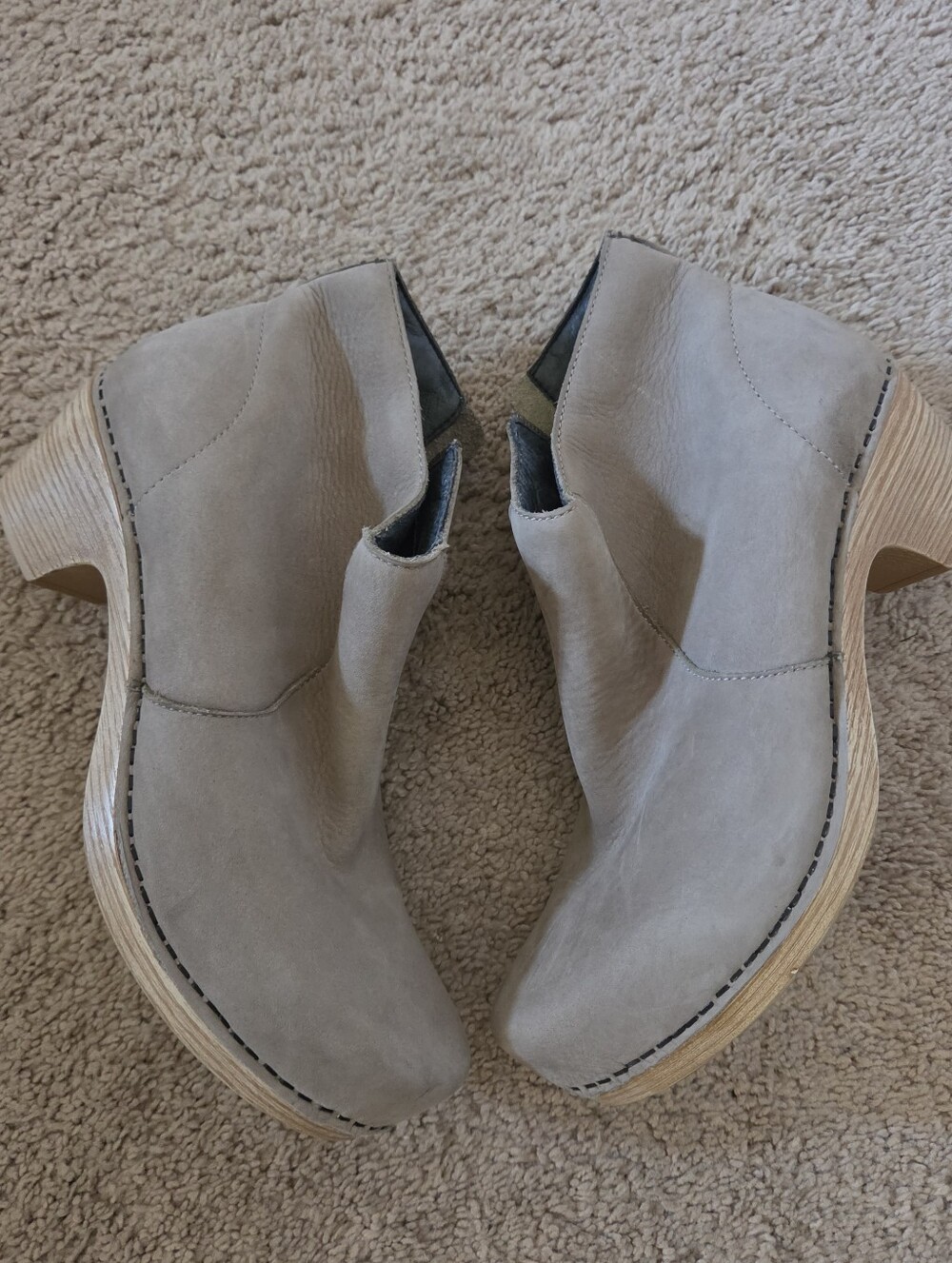Dansko Maria Light Taupe Suede Ankle Booties